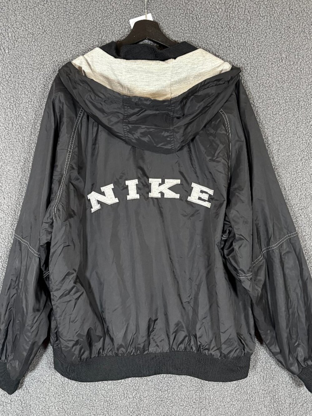 Nike Vintage 90s Spellout Hooded Windbreaker Jacket - Men's Size XXL - Black